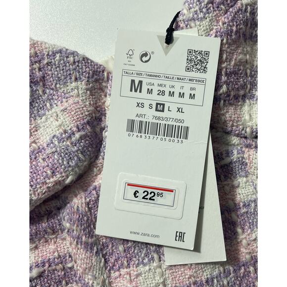 ZARA Fuzzy Purple Textured Plaid BRALETTE Lilac Knit  Size M BNWT Rare/Retired - Picture 3 of 6